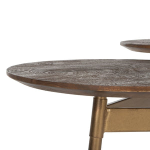 Safavieh Ian 3 Circle Accent Table - Rustic Honey & Gold Finish, Sculptural Geometric Design For Modern Spaces ACC3702A