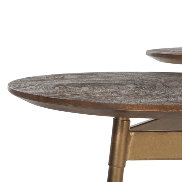 Safavieh Ian 3 Circle Accent Table - Rustic Honey & Gold Finish, Sculptural Geometric Design For Modern Spaces ACC3702A