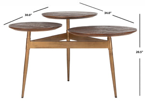 Safavieh Ian 3 Circle Accent Table - Rustic Honey & Gold Finish, Sculptural Geometric Design For Modern Spaces ACC3702A
