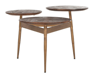 Safavieh Ian 3 Circle Accent Table - Rustic Honey & Gold Finish, Sculptural Geometric Design For Modern Spaces ACC3702A