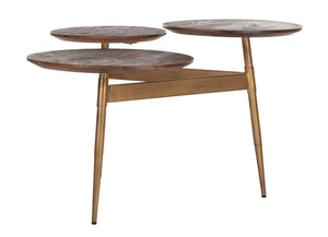 Safavieh Ian 3 Circle Accent Table - Rustic Honey & Gold Finish, Sculptural Geometric Design For Modern Spaces ACC3702A
