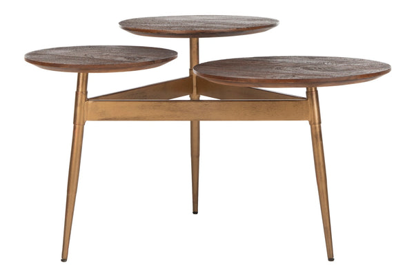 Safavieh Ian 3 Circle Accent Table - Rustic Honey & Gold Finish, Sculptural Geometric Design For Modern Spaces ACC3702A
