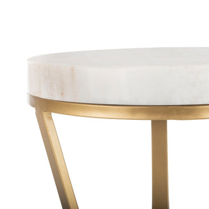 Safavieh Theia Accent Table - Luxurious White Marble Top & Gold Metal Legs, Perfect For Small Spaces & Decor ACC3704A