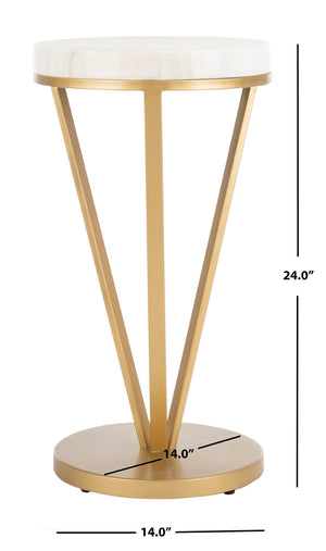 Safavieh Theia Accent Table - Luxurious White Marble Top & Gold Metal Legs, Perfect For Small Spaces & Decor ACC3704A