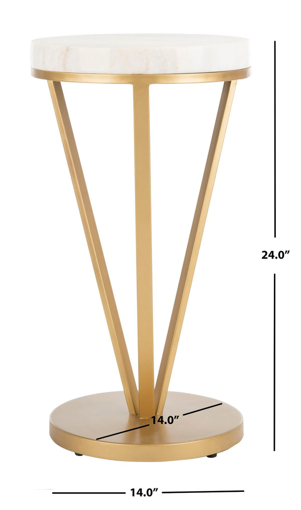 Safavieh Theia Accent Table - Luxurious White Marble Top & Gold Metal Legs, Perfect For Small Spaces & Decor ACC3704A
