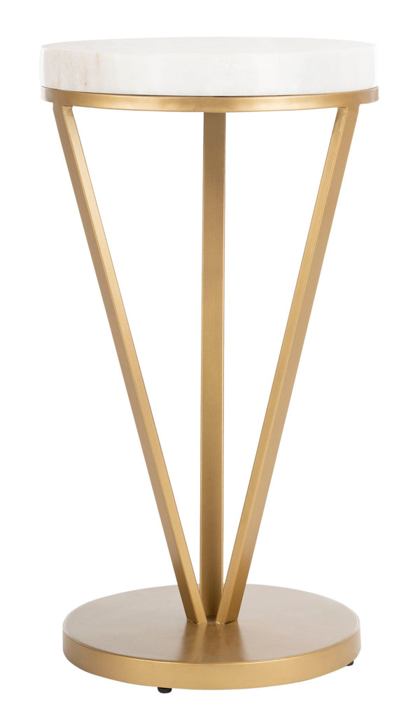 Safavieh Theia Accent Table - Luxurious White Marble Top & Gold Metal Legs, Perfect For Small Spaces & Decor ACC3704A
