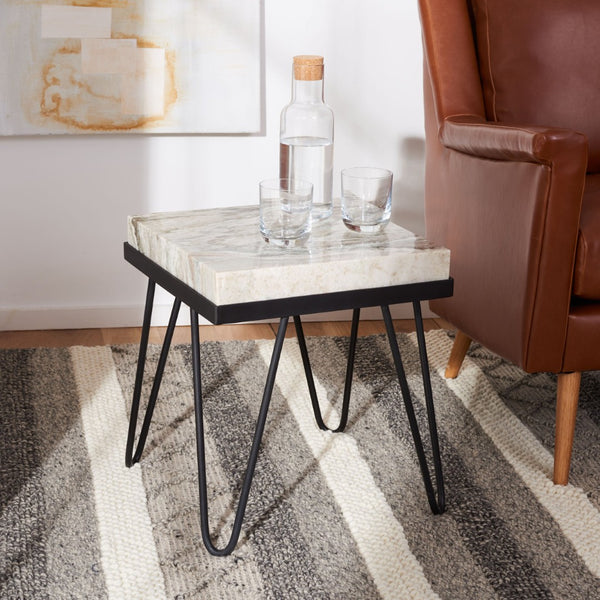 Safavieh Jada Stone Top Accent Table - Modern Sculptural Design With Hairpin Legs For Stylish Home Decor ACC3705A