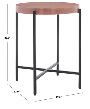 Safavieh Azula Stone Top Accent Table - Elegant Desert-Toned Marble & Black Metal Base For Chic Decor ACC3706A
