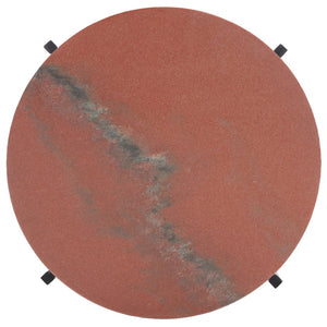Safavieh Azula Stone Top Accent Table - Elegant Desert-Toned Marble & Black Metal Base For Chic Decor ACC3706A