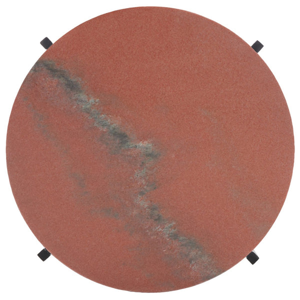 Safavieh Azula Stone Top Accent Table - Elegant Desert-Toned Marble & Black Metal Base For Chic Decor ACC3706A