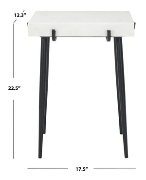 Safavieh Yuki Stone Top Accent Table - Modern Minimalist Design With White Marble & Black Metal Frame ACC3708A