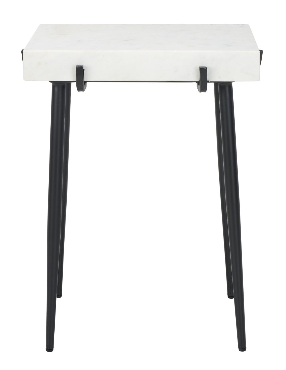 Safavieh Yuki Stone Top Accent Table - Modern Minimalist Design With White Marble & Black Metal Frame ACC3708A