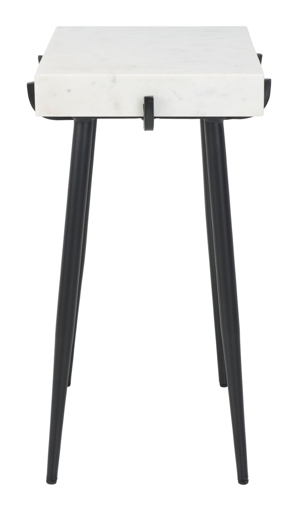 Safavieh Yuki Stone Top Accent Table - Modern Minimalist Design With White Marble & Black Metal Frame ACC3708A