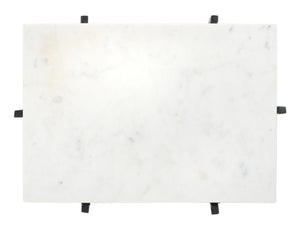 Safavieh Yuki Stone Top Accent Table - Modern Minimalist Design With White Marble & Black Metal Frame ACC3708A