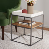 Safavieh Kya 2 Tier Accent Table White Marble / Natural / Gun Metal ACC3709B