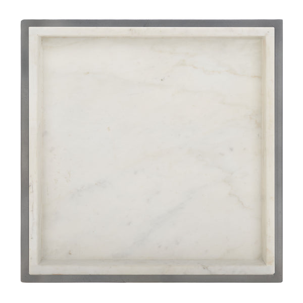 Safavieh Kya 2 Tier Accent Table White Marble / Natural / Gun Metal ACC3709B