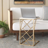 Safavieh  Keston Marble C-Table  White Marble Top / Gold Legs Iron ACC3710A