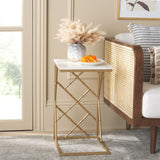 Safavieh  Keston Marble C-Table  White Marble Top / Gold Legs Iron ACC3710A