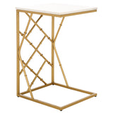 Safavieh  Keston Marble C-Table  White Marble Top / Gold Legs Iron ACC3710A