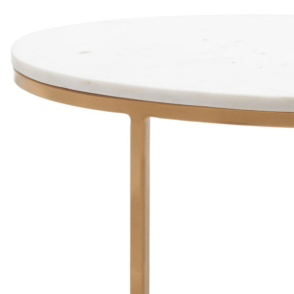 Safavieh Tage Marble Side Table - Luxe Art Deco Accent With Gold Frame For Living Room & Bedroom Elegance ACC3711A