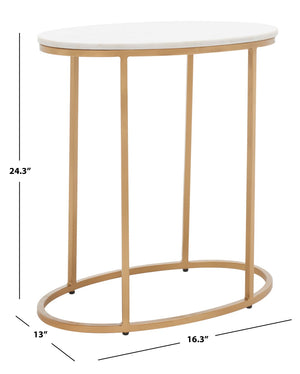 Safavieh Tage Marble Side Table - Luxe Art Deco Accent With Gold Frame For Living Room & Bedroom Elegance ACC3711A