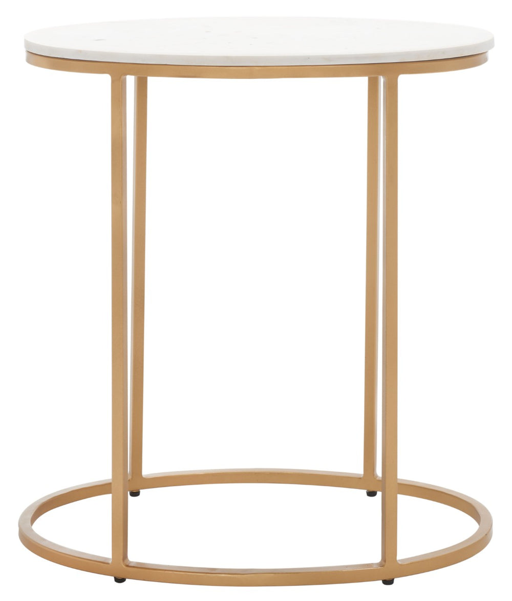 Safavieh Tage Marble Side Table - Luxe Art Deco Accent With Gold Frame For Living Room & Bedroom Elegance ACC3711A