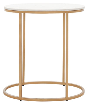 Safavieh Tage Marble Side Table - Luxe Art Deco Accent With Gold Frame For Living Room & Bedroom Elegance ACC3711A