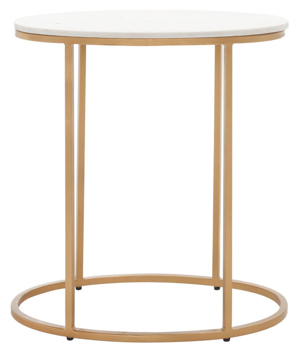 Safavieh Tage Marble Side Table - Luxe Art Deco Accent With Gold Frame For Living Room & Bedroom Elegance ACC3711A