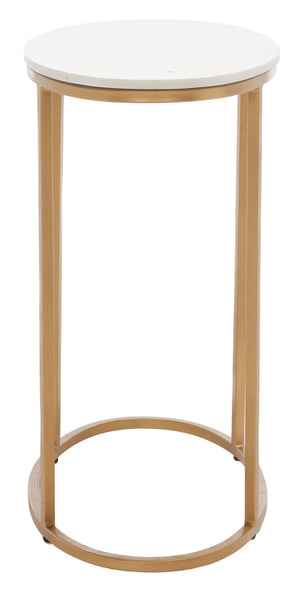 Safavieh Tage Marble Side Table - Luxe Art Deco Accent With Gold Frame For Living Room & Bedroom Elegance ACC3711A