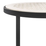 Safavieh Elly Marble Cnc Side Table White Marble Top / Black Legs Iron ACC3712A