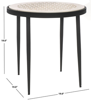 Safavieh Elly Marble Cnc Side Table White Marble Top / Black Legs Iron ACC3712A
