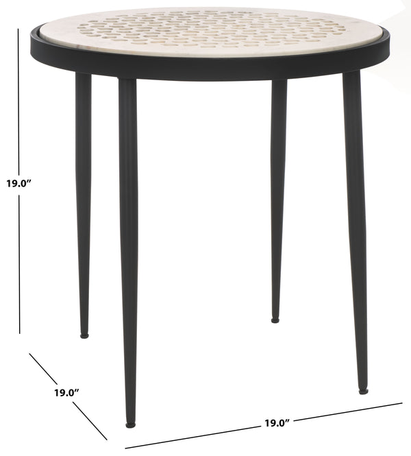 Safavieh Elly Marble Cnc Side Table White Marble Top / Black Legs Iron ACC3712A