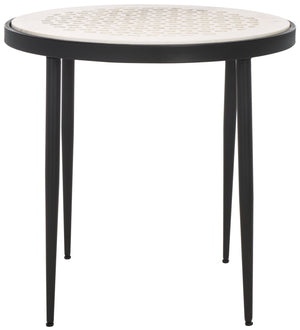 Safavieh Elly Marble Cnc Side Table White Marble Top / Black Legs Iron ACC3712A