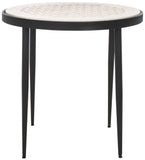 Safavieh Elly Marble Cnc Side Table White Marble Top / Black Legs Iron ACC3712A