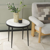 Safavieh Elly Marble Cnc Side Table White Marble Top / Black Legs Iron ACC3712A