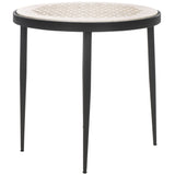 Safavieh Elly Marble Cnc Side Table White Marble Top / Black Legs Iron ACC3712A