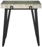 Safavieh Marlin Marble Side Table  White Marble  / Brown / Balck Legs Iron ACC3717A