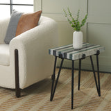 Safavieh Marlin Marble Side Table  White Marble  / Brown / Balck Legs Iron ACC3717A