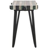 Safavieh Marlin Marble Side Table  White Marble  / Brown / Balck Legs Iron ACC3717A