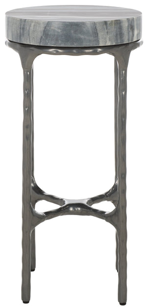 Safavieh Castiel Hammered Side Table - Elegant Grey Marble Top And Vintage Industrial Metal Base Accent Piece ACC3718A