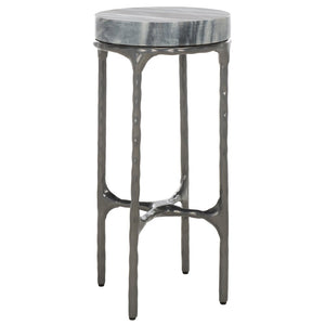 Safavieh Castiel Hammered Side Table - Elegant Grey Marble Top And Vintage Industrial Metal Base Accent Piece ACC3718A