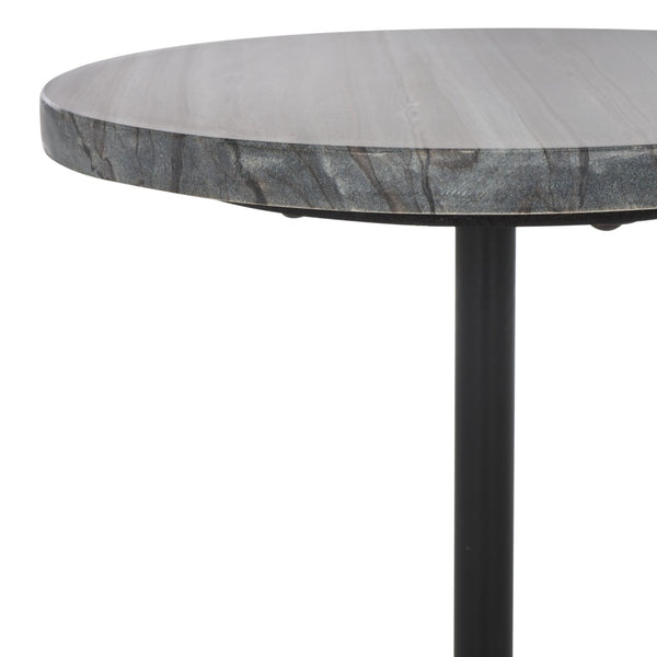 Safavieh SUMER Grey Marble Drink Table with Sleek Black Metal Legs – Elegant Accent for Modern Spaces ACC3720A