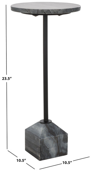 Safavieh SUMER Grey Marble Drink Table with Sleek Black Metal Legs – Elegant Accent for Modern Spaces ACC3720A