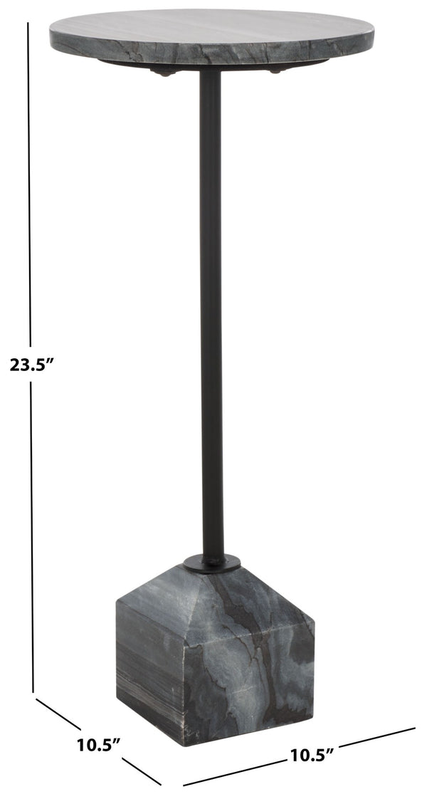 Safavieh SUMER Grey Marble Drink Table with Sleek Black Metal Legs – Elegant Accent for Modern Spaces ACC3720A