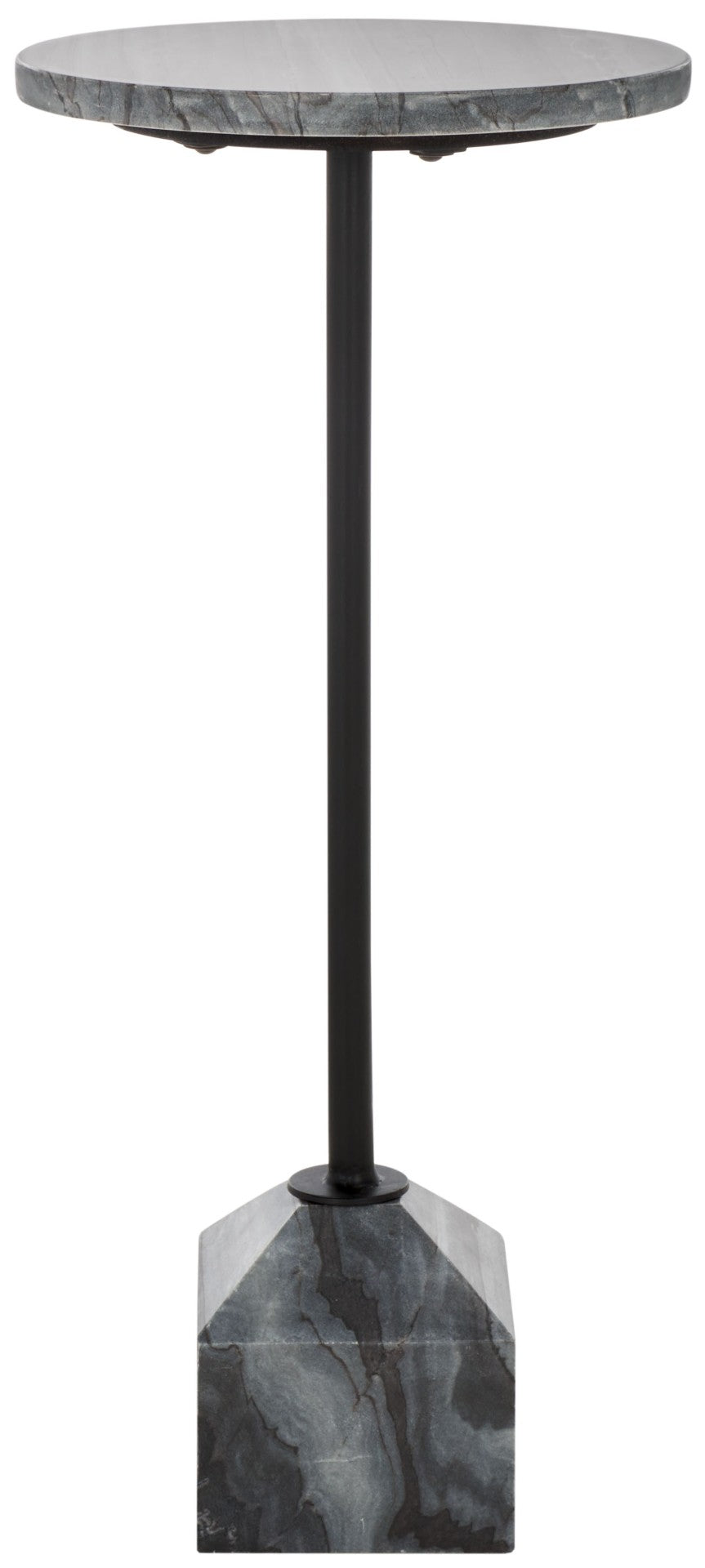Safavieh SUMER Grey Marble Drink Table with Sleek Black Metal Legs – Elegant Accent for Modern Spaces ACC3720A
