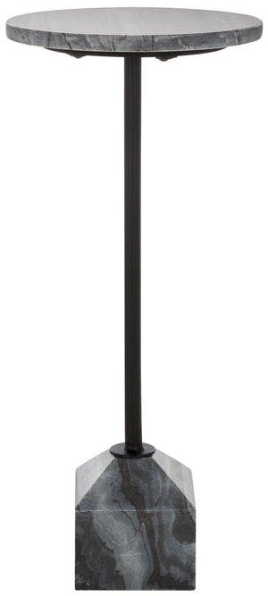 Safavieh SUMER Grey Marble Drink Table with Sleek Black Metal Legs – Elegant Accent for Modern Spaces ACC3720A