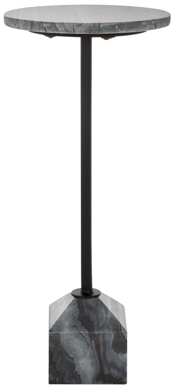Safavieh SUMER Grey Marble Drink Table with Sleek Black Metal Legs – Elegant Accent for Modern Spaces ACC3720A