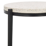 Safavieh Baker Drink Table  White Marble / Black Legs Iron ACC3721A