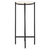 Safavieh Baker Drink Table  White Marble / Black Legs Iron ACC3721A