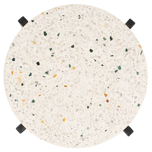 Safavieh Baker Drink Table  White Marble / Black Legs Iron ACC3721A